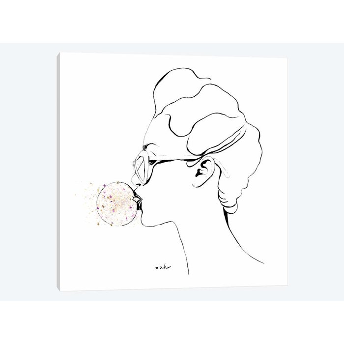 700x700 east urban home 'glitter bubble gum' drawing print on canvas wayfair - Bubble Gum Drawing