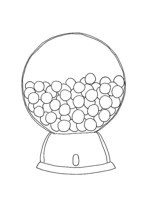 600x825 Gumball Machine Drawing Bubble Gum Machine Coloring - Bubble Gum Machine Drawing