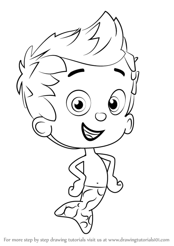 566x800 learn how to draw gil from bubble guppies - Bubble Guppies Drawing