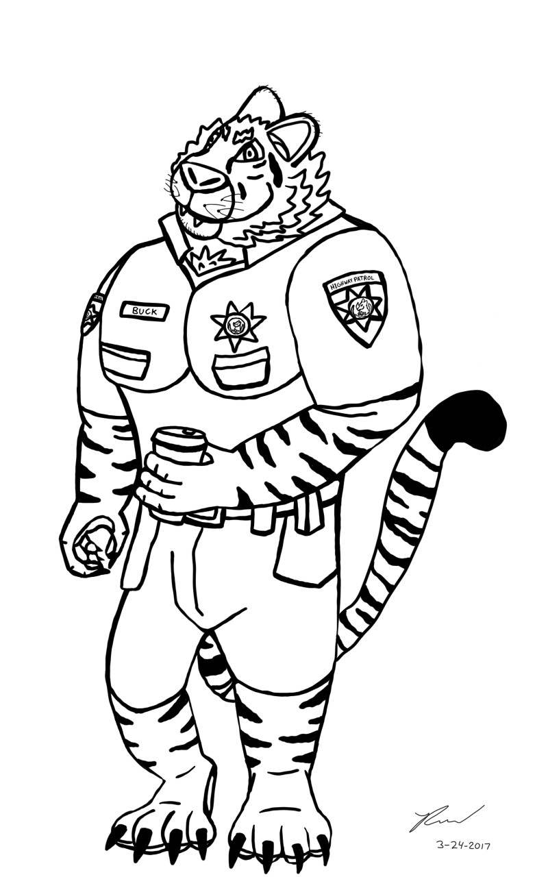 800x1280 Buck The Tiger Commission Line Drawing Reference - Buck Line Drawing