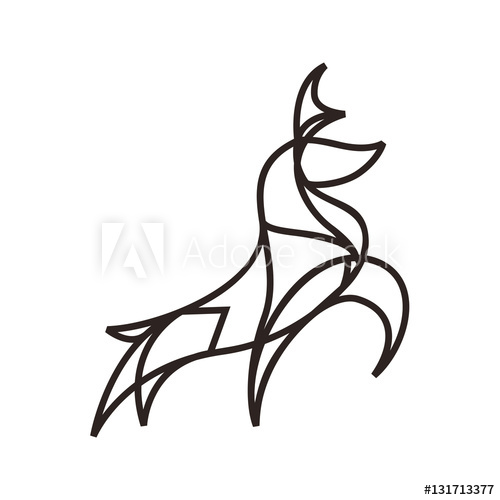 500x500 Deer Buck Stag Vector Line Art Logo Illustration - Buck Line Drawing