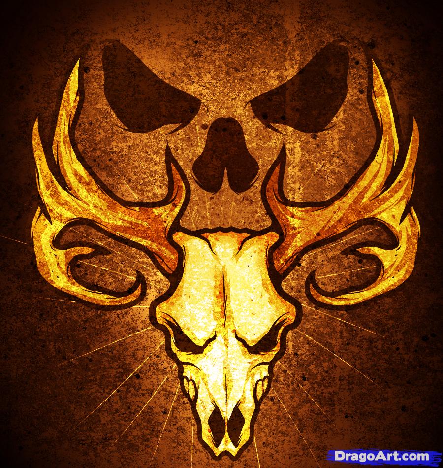 900x950 how to draw a deer skull, deer skull tattoo, step - Buck Skull Drawing