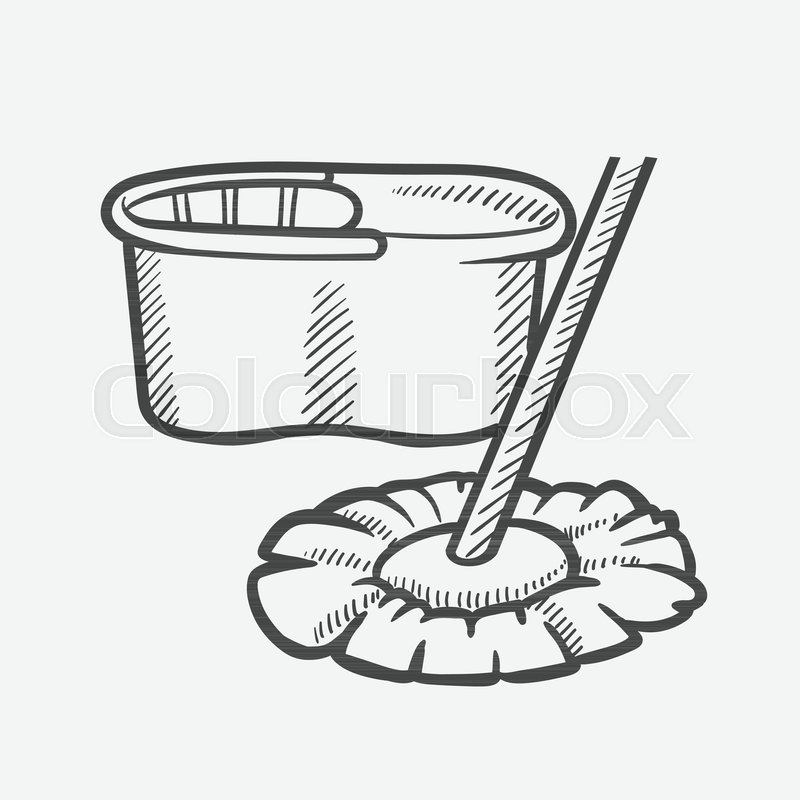 800x800 vector hand drawn bucket and mop stock vector colourbox - Bucket Drawing
