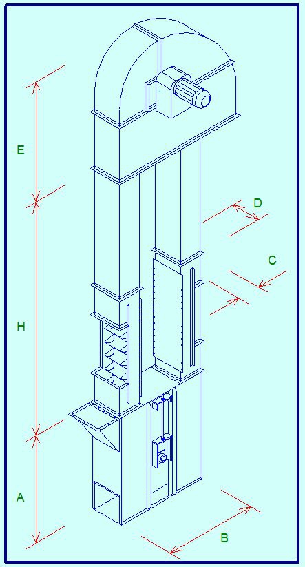 443x823 bucket elevator drawing gertech handling systems - Bucket Elevator Drawing
