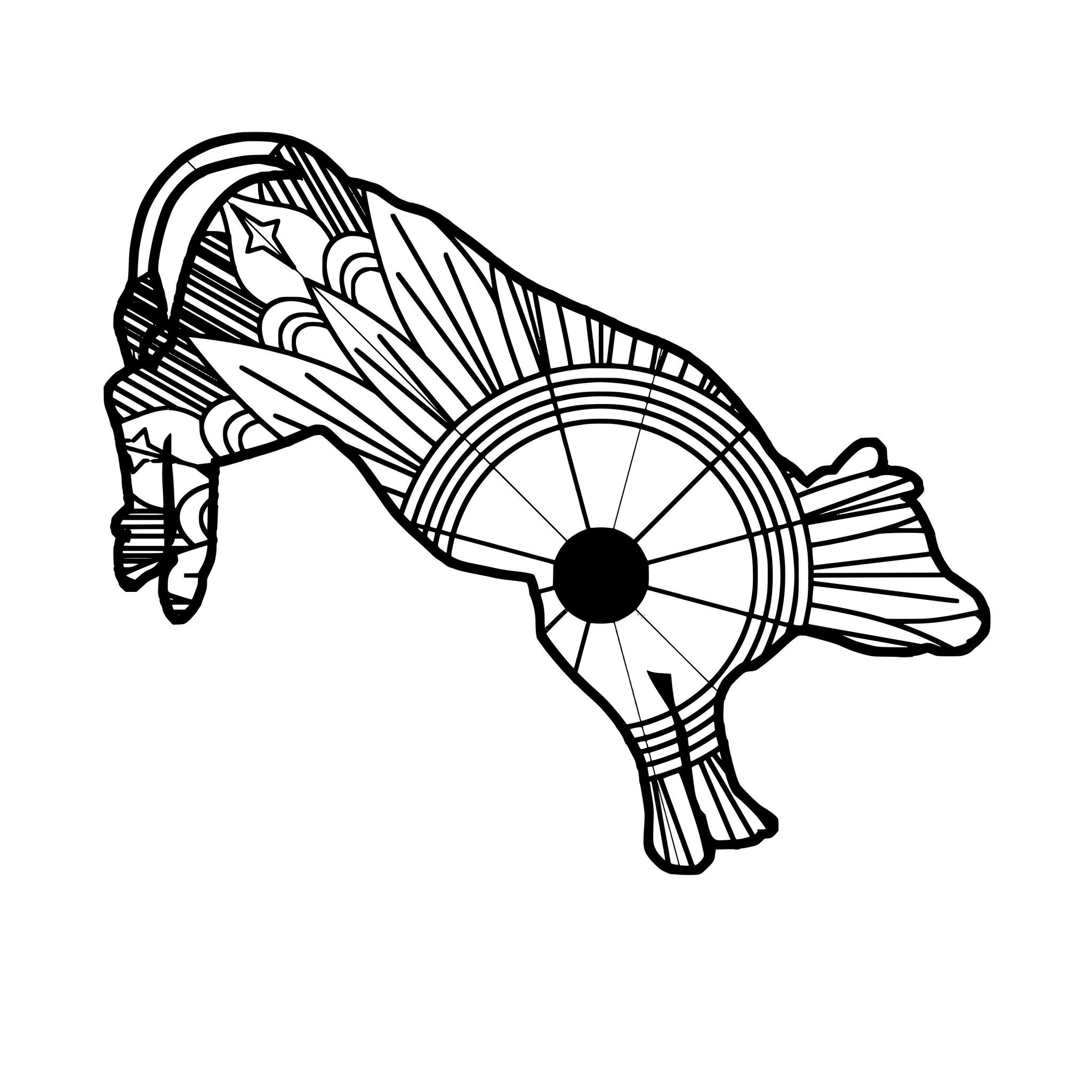 2048x2048 Bucking Bull Mandala - Bucking Bull Drawing