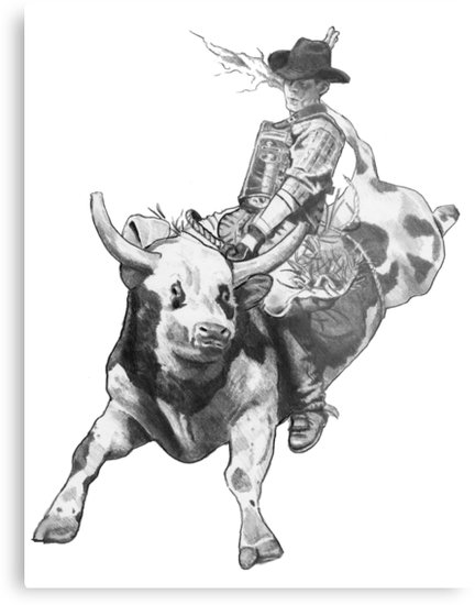 432x550 cowboy riding a bull, rodeo, pencil drawing, eight seconds metal - Bucking Bull Drawing