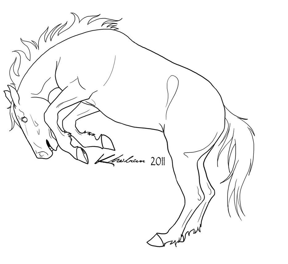 934x856 Bucking Horse Lineart - Bucking Horse Drawing