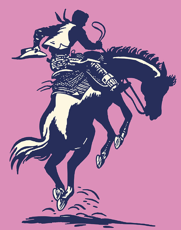 709x900 Cowboy On Bucking Horse - Bucking Horse Drawing