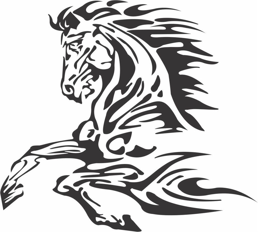 1000x901 tribal chest of bucking horse,trailer,horse float,rodeo, car decal - Bucking Horse Drawing