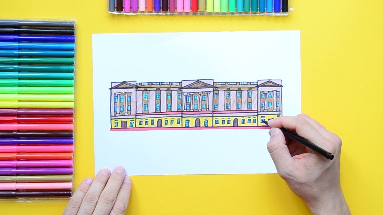 1280x720 how to draw buckingham palace, london - Buckingham Palace Drawing