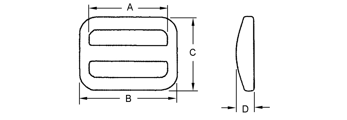 1181x411 Bar Webbing Adjusters From Jet Press - Buckle Drawing