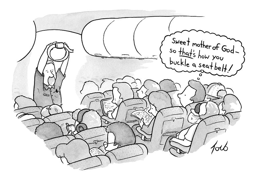 899x625 A Flight Attendant Demonstrates How To Buckle - Buckle Drawing