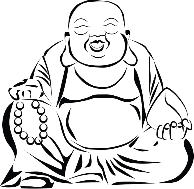679x660 Buddha Black And White Drawing At Com Fr Laughing On Cute Designed - Buddha Black And White Drawing