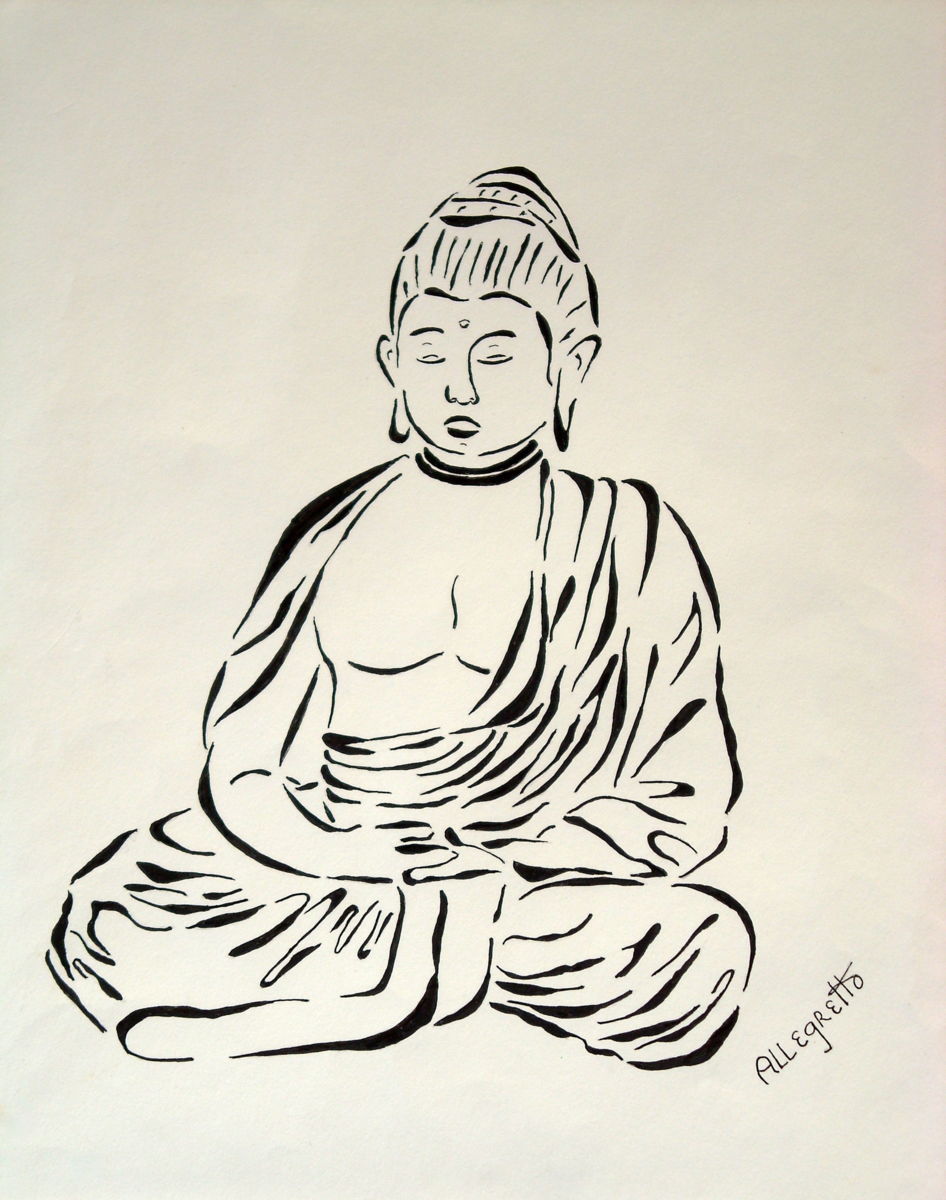 946x1200 Buddha In Black And White Painting - Buddha Black And White Drawing