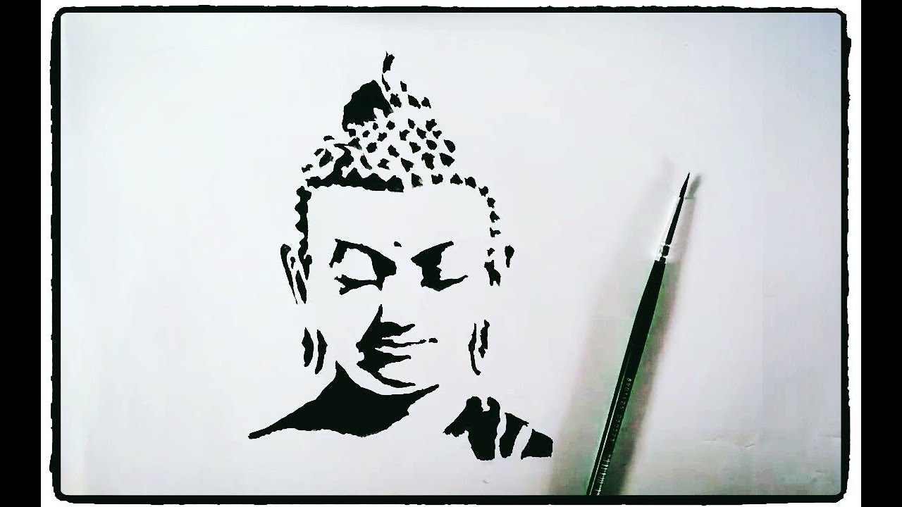 1280x720 How To Draw Buddha Painting Tutorial Simple Easy Step - Buddha Black And White Drawing