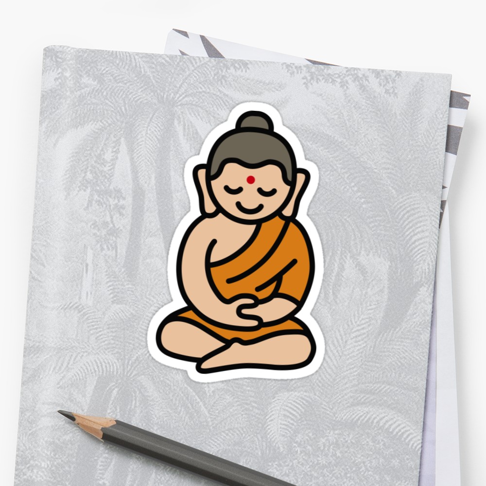 1000x1000 Buddha Cartoon Sticker - Buddha Cartoon Drawing