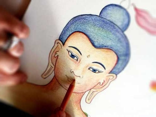 500x375 drawing the face of the buddha with carmen mensink sacred arts - Buddha Cartoon Drawing