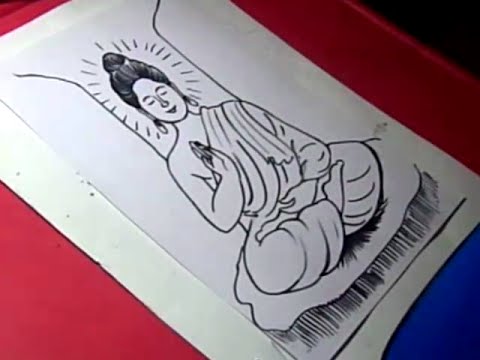 480x360 How To Draw Lord Buddha Drawing Step - Buddha Cartoon Drawing
