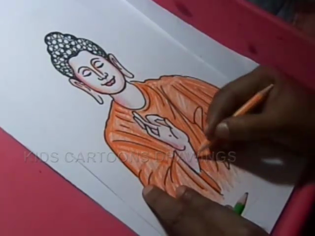 640x480 Kids Cartoon Drawings How To Draw Lord Buddha Color Drawing Step - Buddha Cartoon Drawing