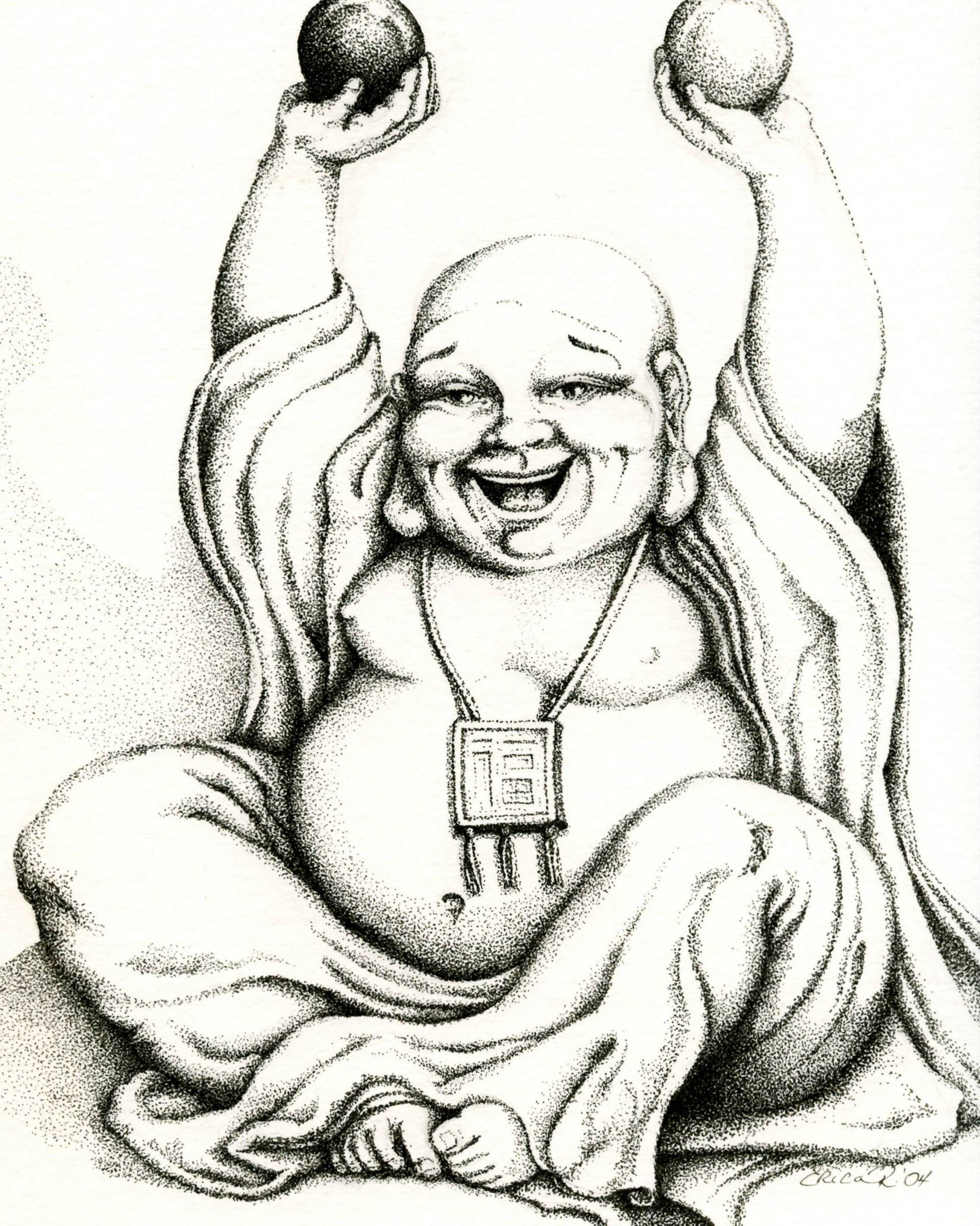 1920x2400 Hotei The Laughing Buddha Drawing - Buddha Drawing