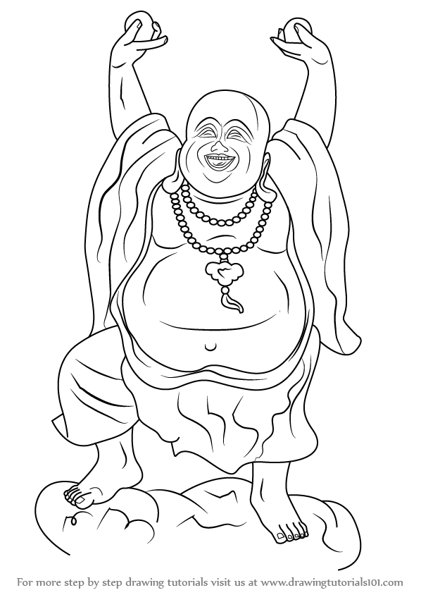 598x844 Learn How To Draw A Laughing Buddha - Buddha Drawing