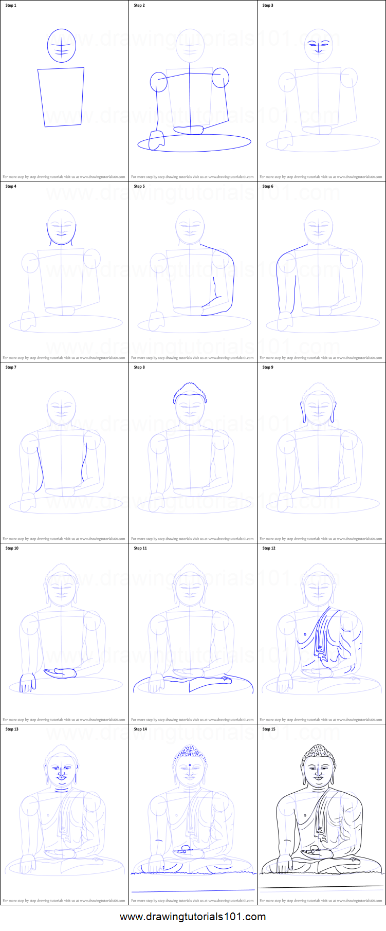 751x1811 How To Draw A Buddha Meditating Printable Step - Buddha Drawing Step By Step