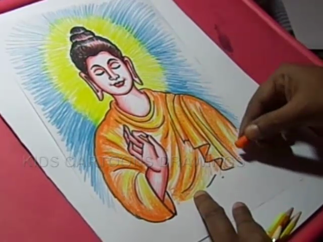 640x480 Kids Cartoon Drawings How To Draw Lord Buddha Drawing Step - Buddha Drawing Step By Step