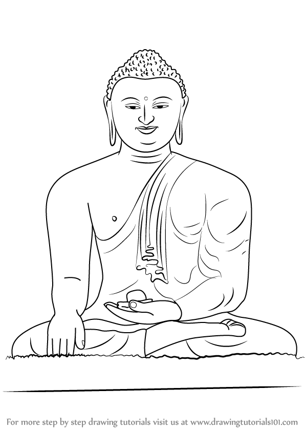598x844 Learn How To Draw A Buddha Meditating - Buddha Drawing Step By Step
