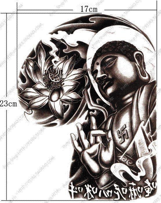 554x700 Large Big Chinese Buddha Designs Temporary Tattoo Stickers - Buddha Drawing Tattoo