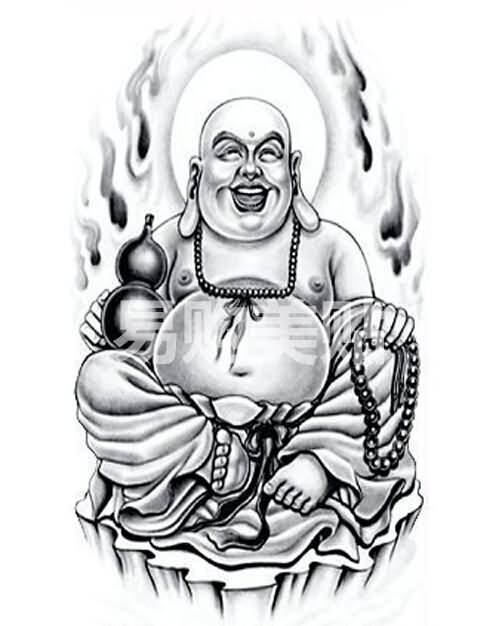 486x626 Sitting Laughing Buddha Tattoo Design - Buddha Drawing Tattoo