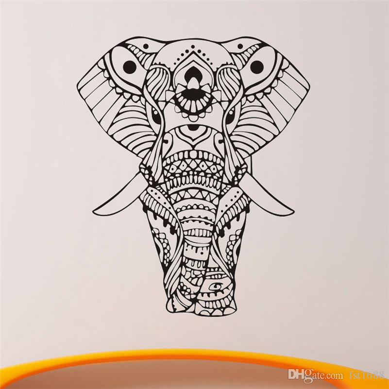 801x801 muslim elephant wall decals islamic wall stickers mandala yoga - Buddha Elephant Drawing