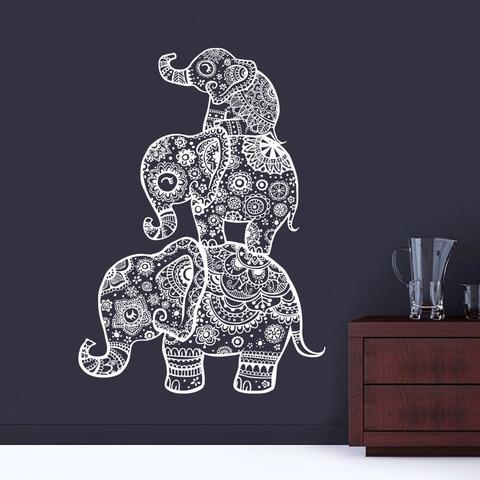 480x480 Three Elephant Wall Decals India Mandala Buddha Om Vinyl Bedroom - Buddha Elephant Drawing