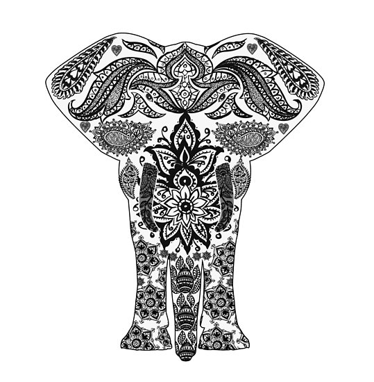 539x550 Mandala Elephant Buddha Tribal Posters - Buddha Elephant Drawing