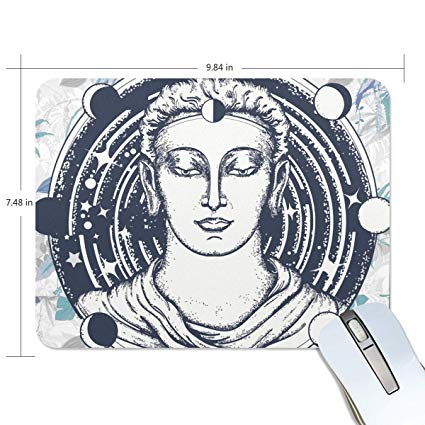 425x425 mouse pads, buddha face tattoo premium textured mouse - Buddha Face Drawing