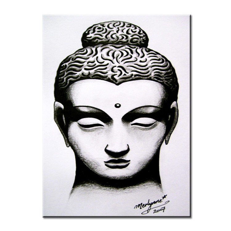 750x750 Collection Of 'buddha Head Line Drawing' Download More Than - Buddha Face Drawing