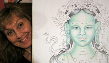 377x217 Drawing The Female Buddha Face Thankga Art Series - Buddha Face Drawing