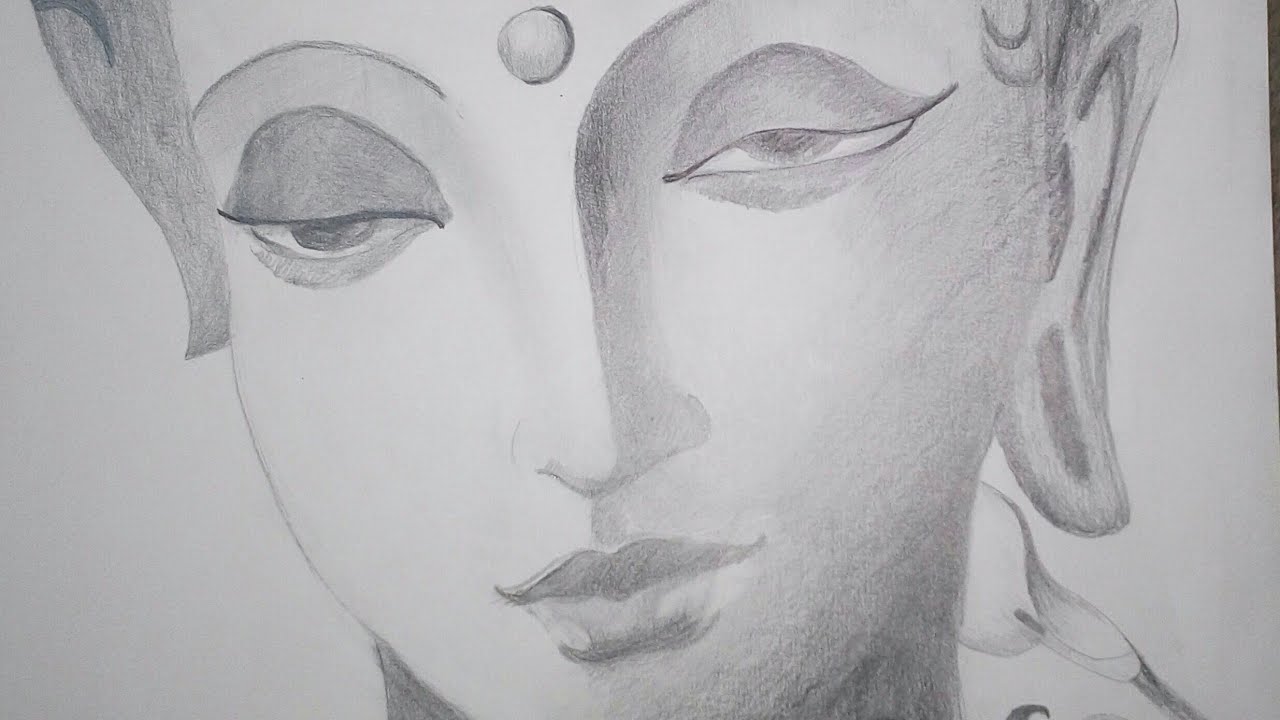 1280x720 Pencildrawingshadingsketchinghow To Draw Buddha Face - Buddha Face Drawing