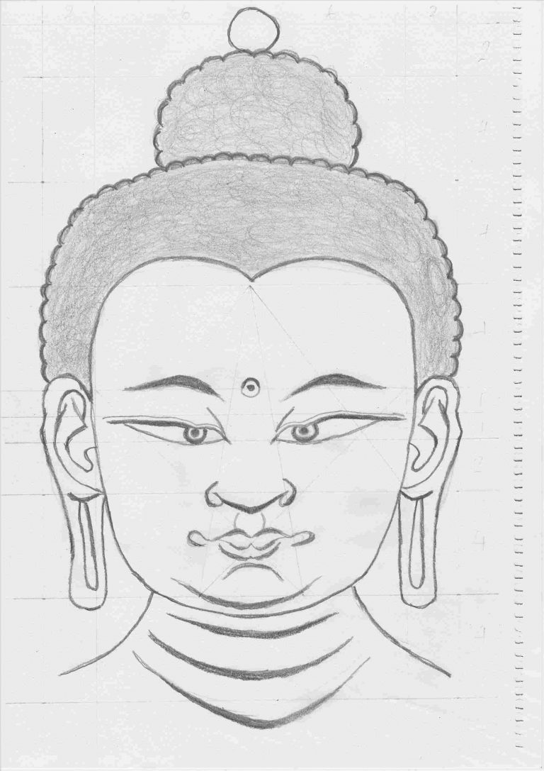 768x1087 Pencil Buddha Face Drawing Basic Of A Head Statue P E C F U L B - Buddha Face Drawing