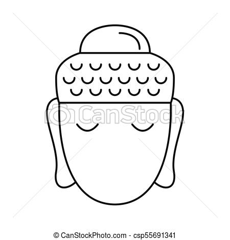 450x470 buddha head icon, outline style buddha head icon outline buddha - Buddha Head Drawing