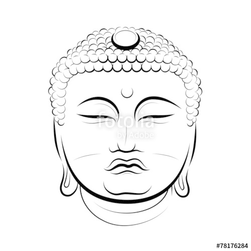 500x500 Drawing Buddha Head Stock Image And Royalty Free Vector - Buddha Head Drawing