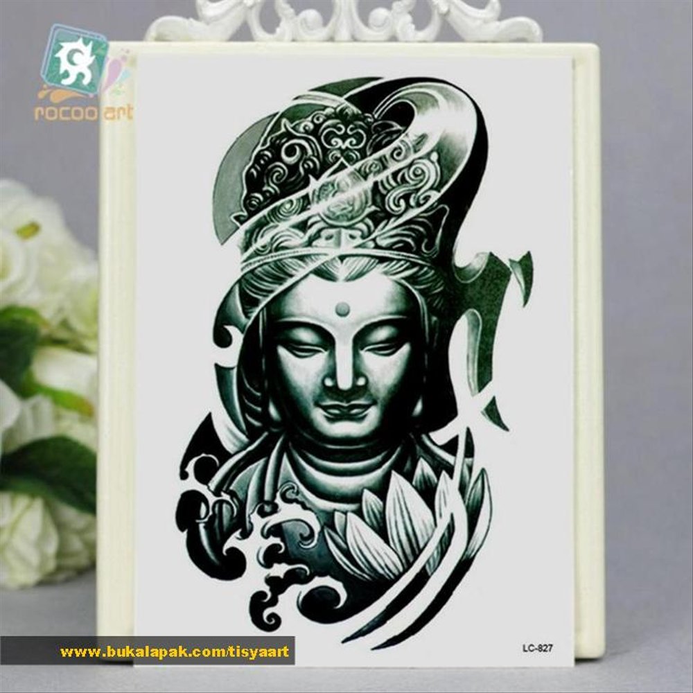 1000x1000 Jual Tato Sticker Bronze Buddha Head Drawing Temporary - Buddha Head Drawing