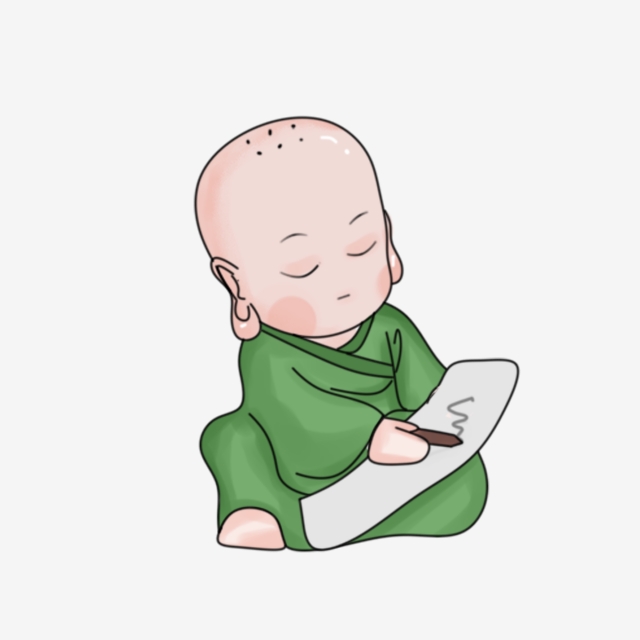 640x640 Little Monk Cute Cartoon Hand Drawn Element Zen Drawing Small - Buddha Head Drawing