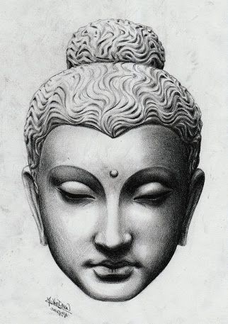 322x457 Buddha Head Drawing - Buddha Head Drawing