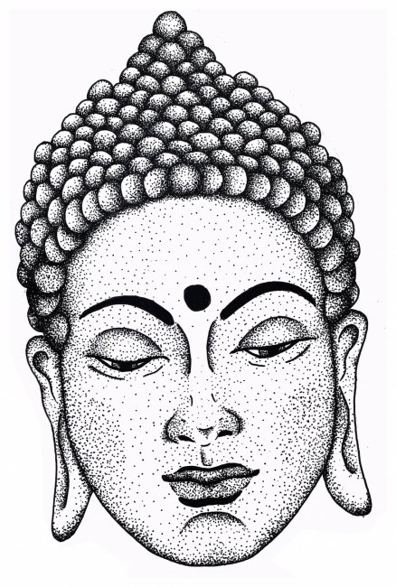 438x650 buddha head, buddha, buddhism, religion art print sunshineestes - Buddha Head Drawing