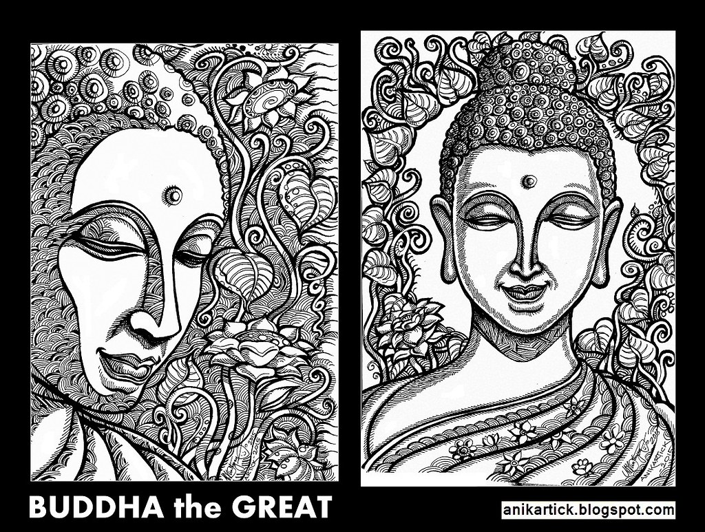 1024x773 Buddha Drawing Art Illustration Pen Drawing - Buddha Head Line Drawing