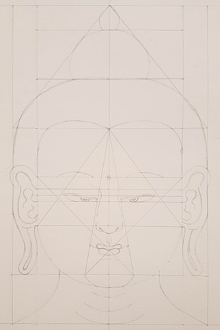 320x480 Elizabeth Comport Artist - Buddha Head Line Drawing