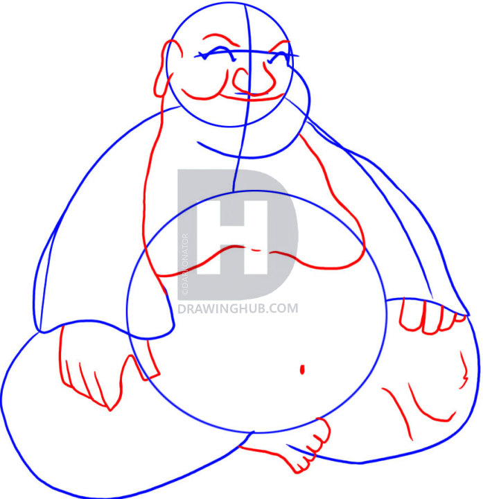 697x720 How To Draw Buddha, Step - Buddha Head Line Drawing