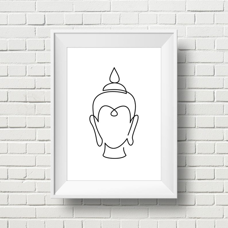 794x794 minimalist buddha head wall art modern printable buddha etsy - Buddha Head Line Drawing