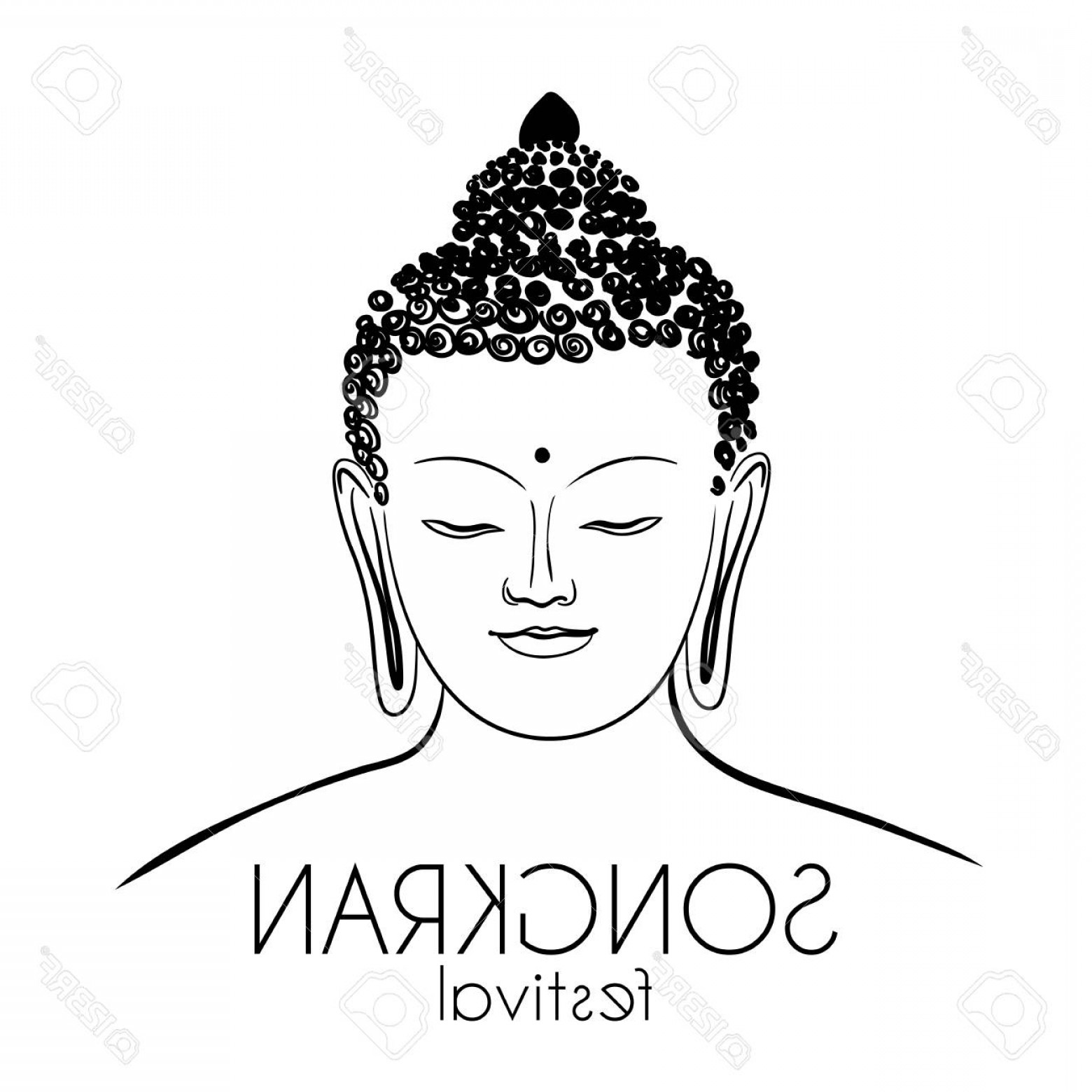 1560x1560 Photostock Vector Buddha Head Hand Drawing Vector Ohm Signbangkok - Buddha Head Line Drawing