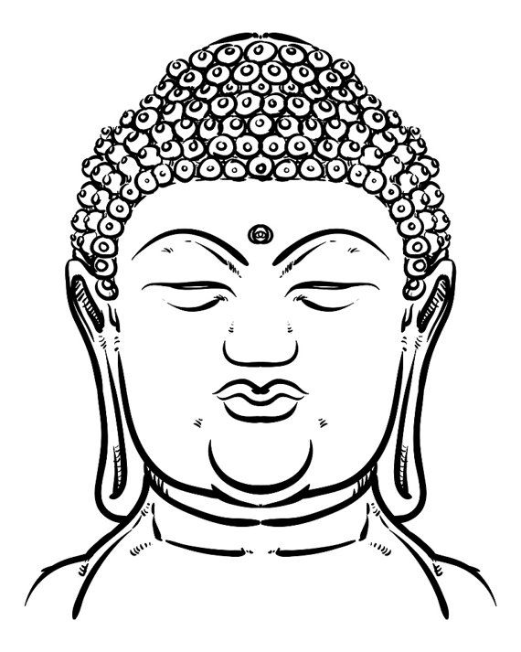 570x713 Thai Buddha Head Isolated Esoteric Vintage Etsy Religion - Buddha Head Line Drawing